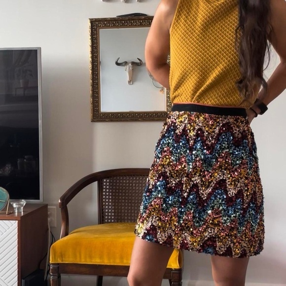 Maeve by Anthropologie Sequin Sparkle Party New Years Party Skirt 6 - Picture 2 of 12